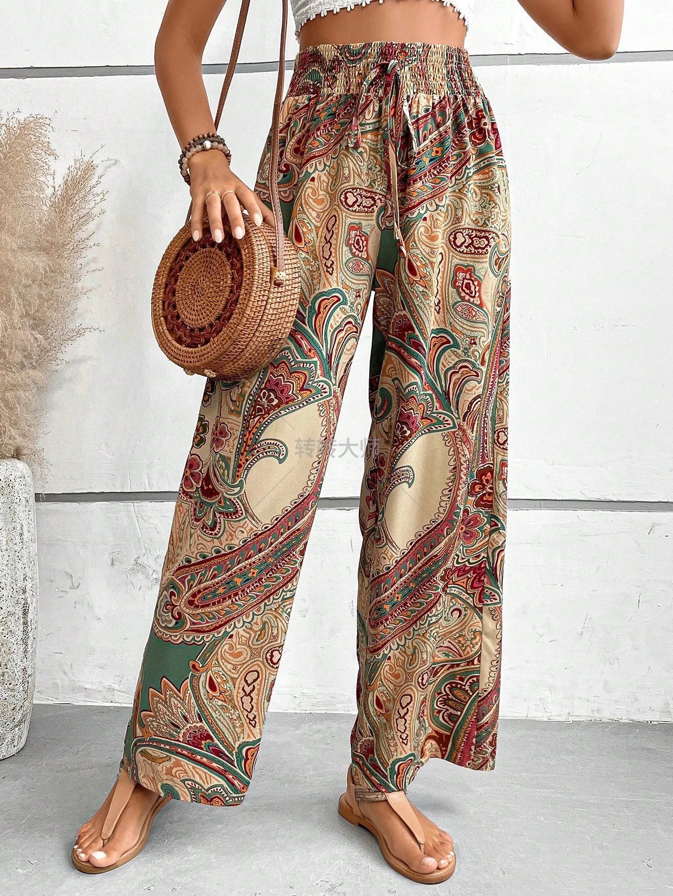 Pantalon large taille haute pour femme – Image 3